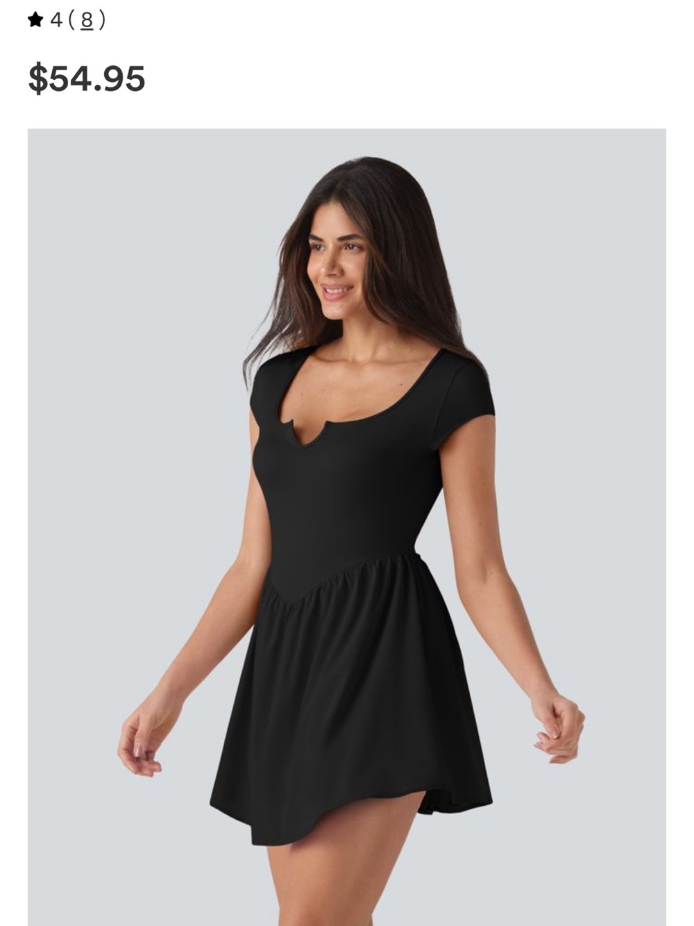 HALARA Black Short Sleeve Mini Fit-and-Flare Dress - Picture 3 of 3